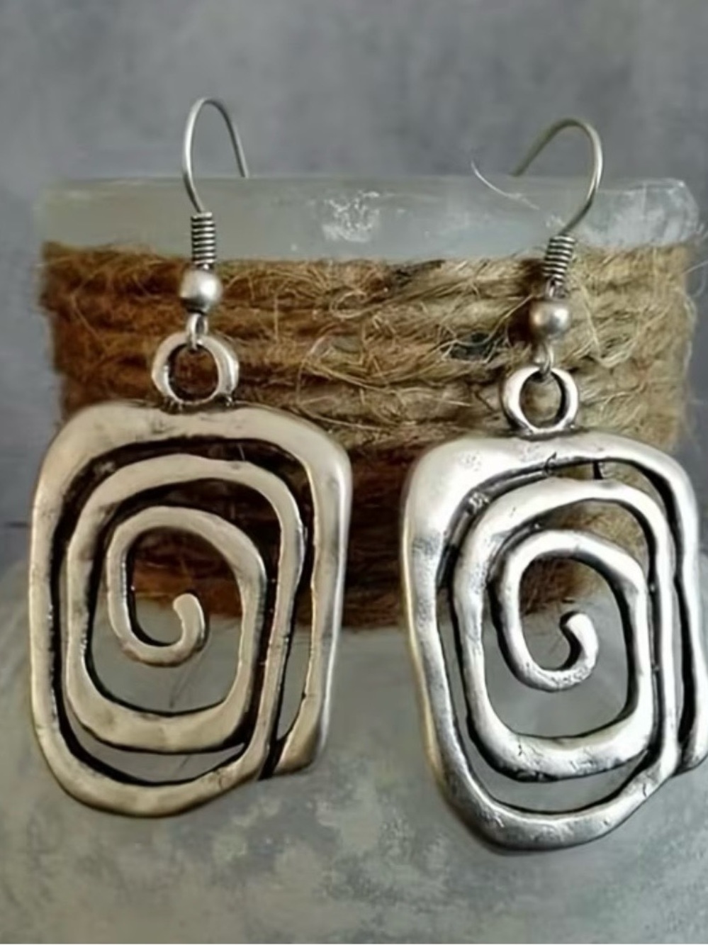 Silver Spiral Drop Earrings - Women Jewelry